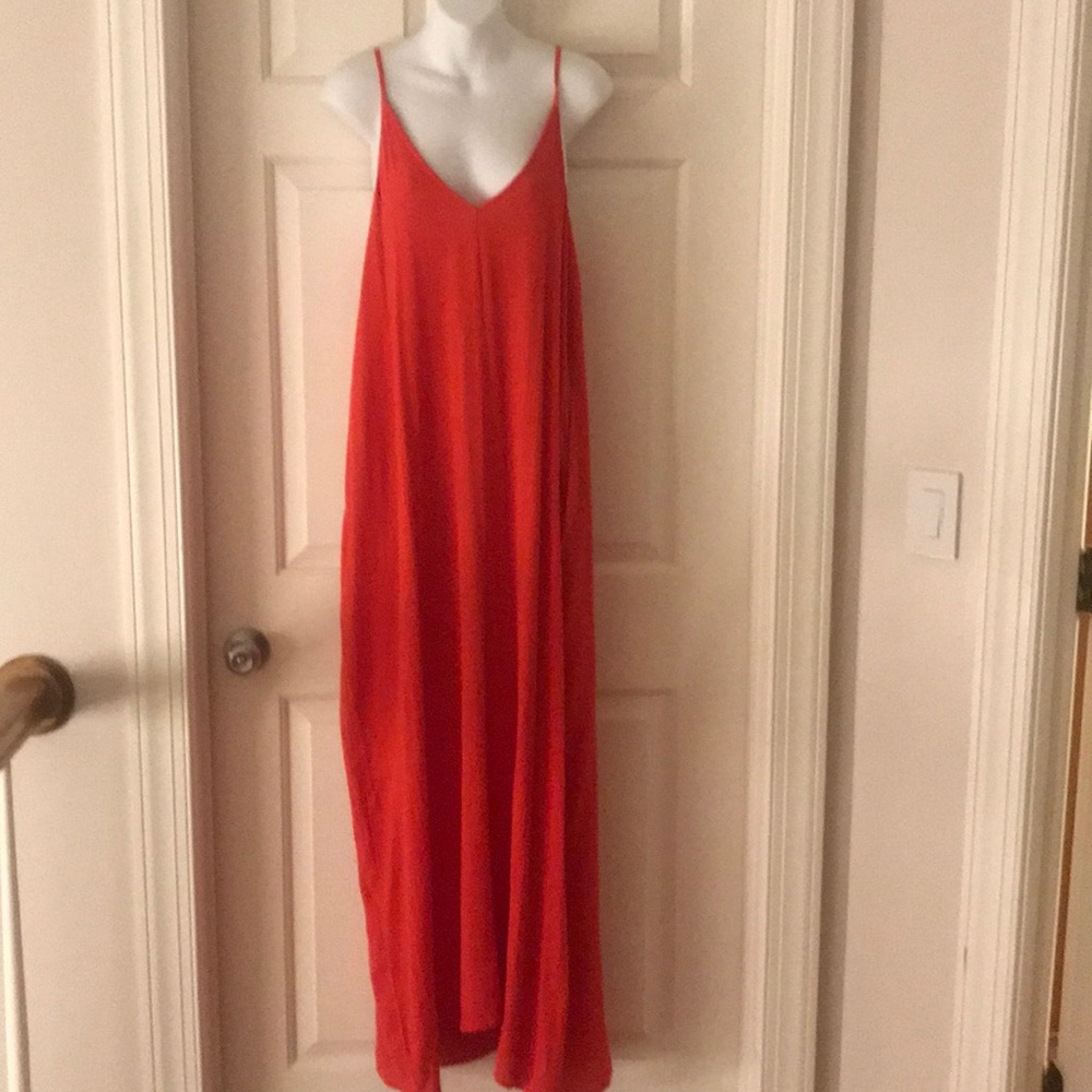 Orange maxi dress with pockets size small/medium